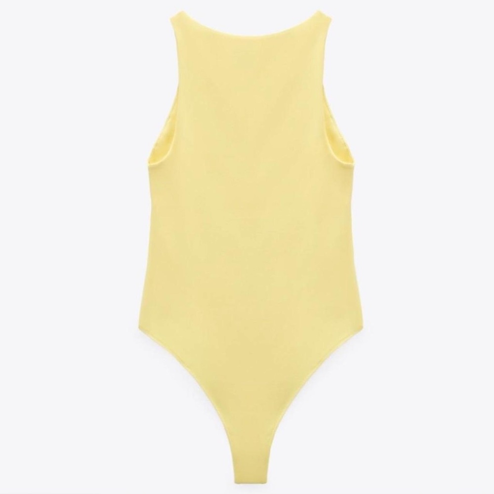 Zara Women's Pastel Yellow Halterneck Bodysuit